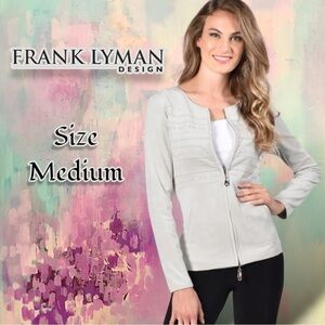 Frank Lyman Women’s Full Zip Soft Faux Suede Silver Blazer Jacket Size Medium